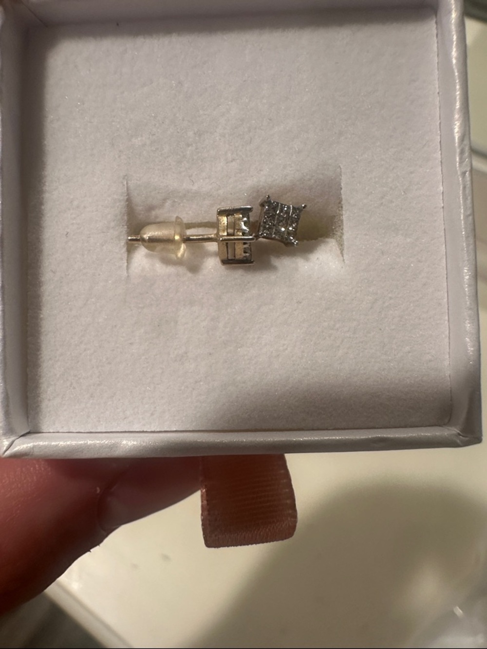 Kay Jewelers Gold Square CZ Cluster Stud Earrings - White - Picture 2 of 2